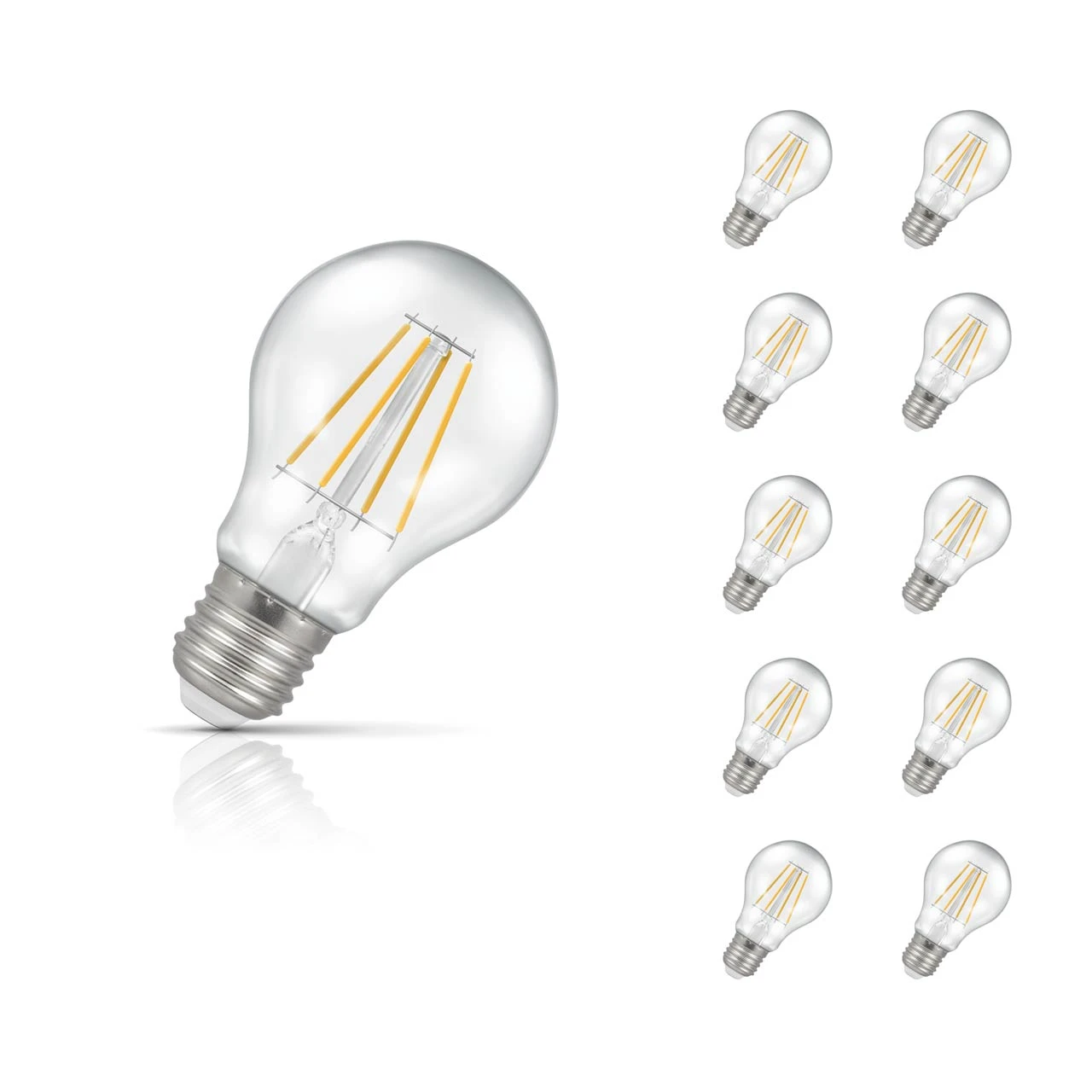 Crompton Lamps 10-Pack Crompton GLS LED Light Bulbs E27 4.2W (40W Eqv) Dimmable Warm White Clear Filament Screw