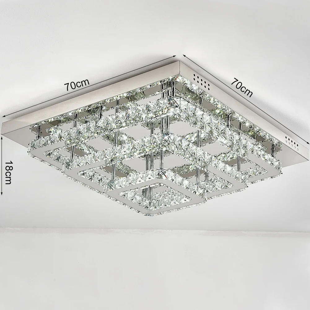 Garden Sanctuary Dimmable/Non-dimmable Square Large-size Glamourous Crystal LED Ceiling Light