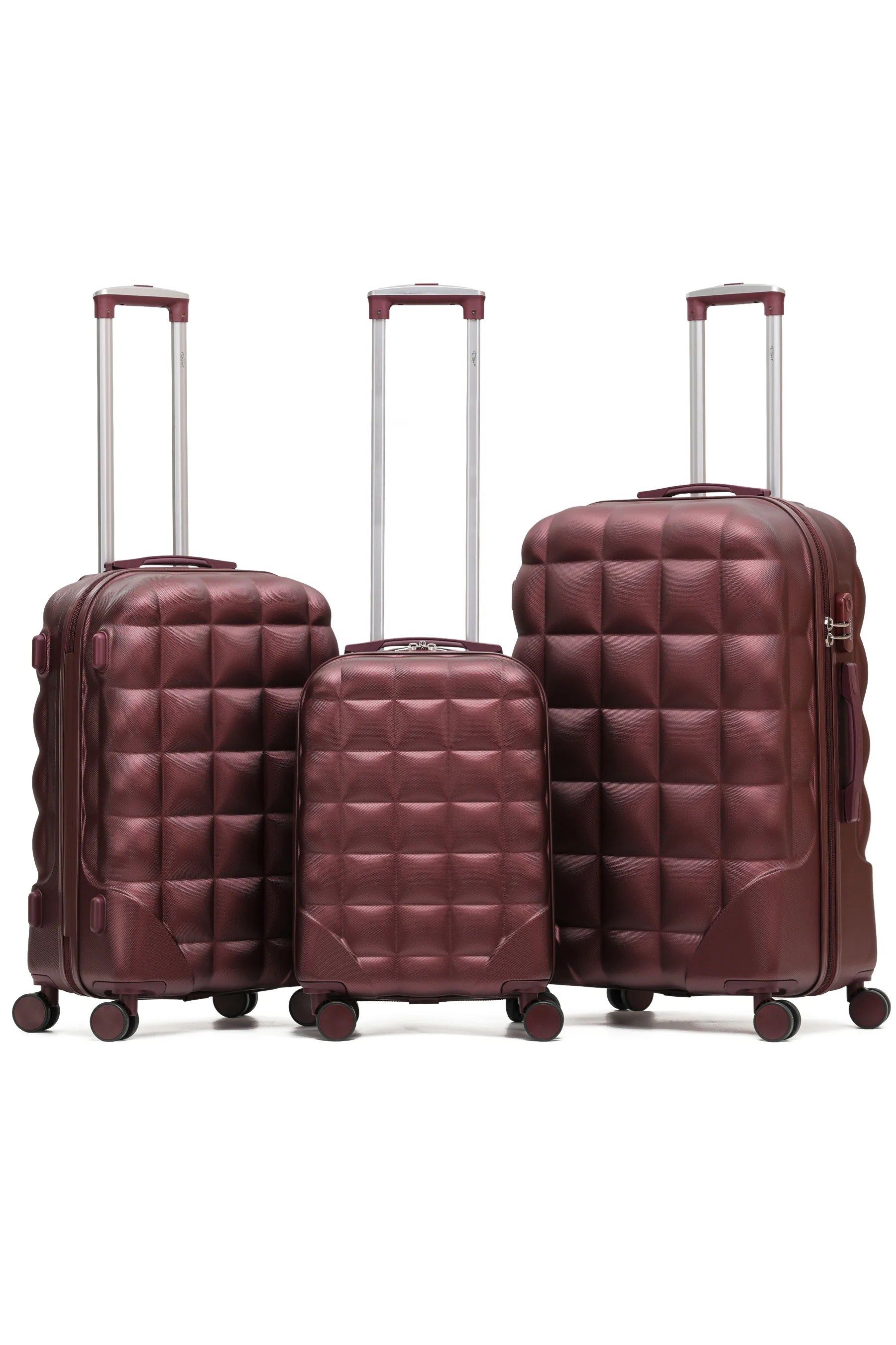 BUBBLE 3-Piece Suitcase Set (55x35x20cm + Medium + Large) - Burgundy / Set of 3