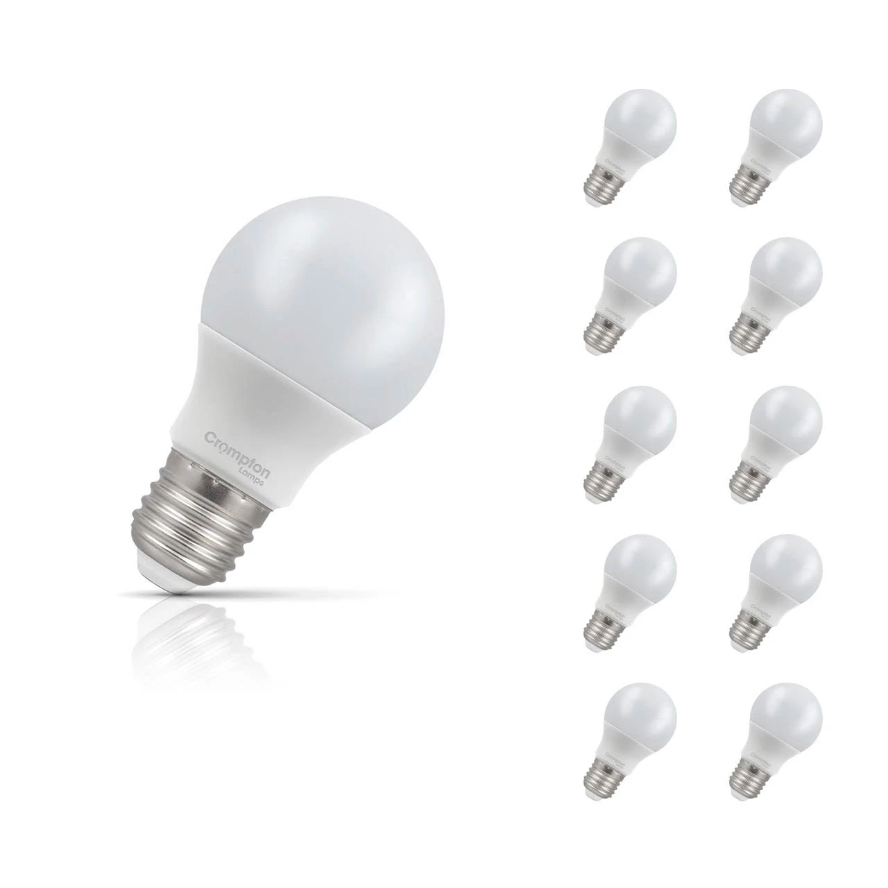 Crompton Lamps 10-Pack Crompton GLS LED Light Bulbs E27 7W (60W Eqv) Warm White Opal Screw Thermal Plastic Frosted