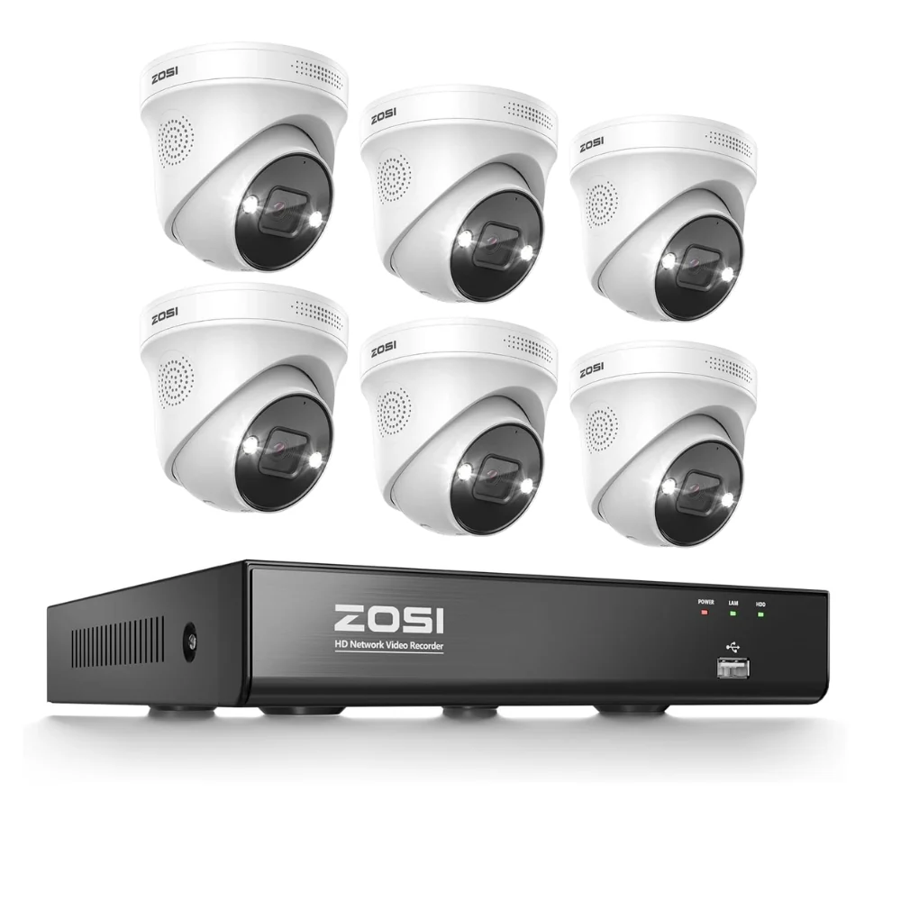 Zosi Official Store C225 4K PoE Security Camera System + 4K 8CH PoE NVR with 2TB HDD, 6 / NO HDD