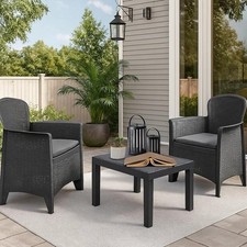Patio Garden Bistro Set 3PC Rattan Outdoor Furniture Table & Chairs