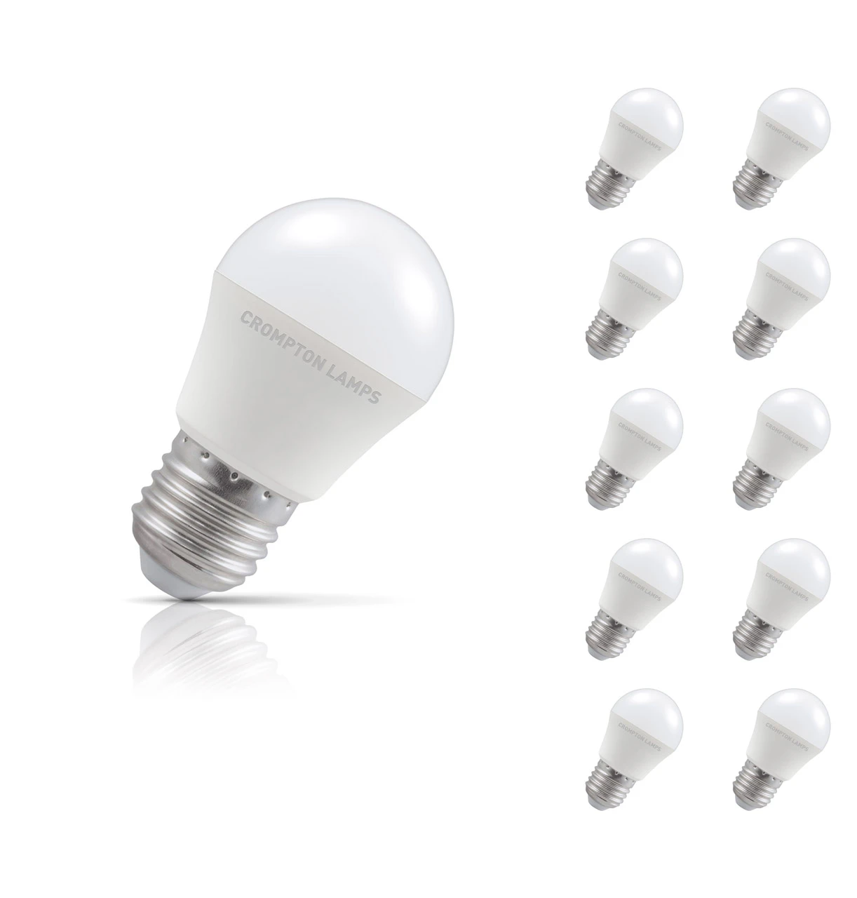 Crompton Lamps 10-Pack Crompton Golfball LED Light Bulbs E27 5W (40W Eqv) Dim Cool White Opal Round Screw Frosted