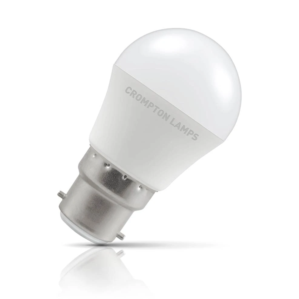 Crompton Lamps Crompton Golfball LED Light Bulb B22 4.9W (40W Eqv) Daylight Opal Round Bayonet Frosted