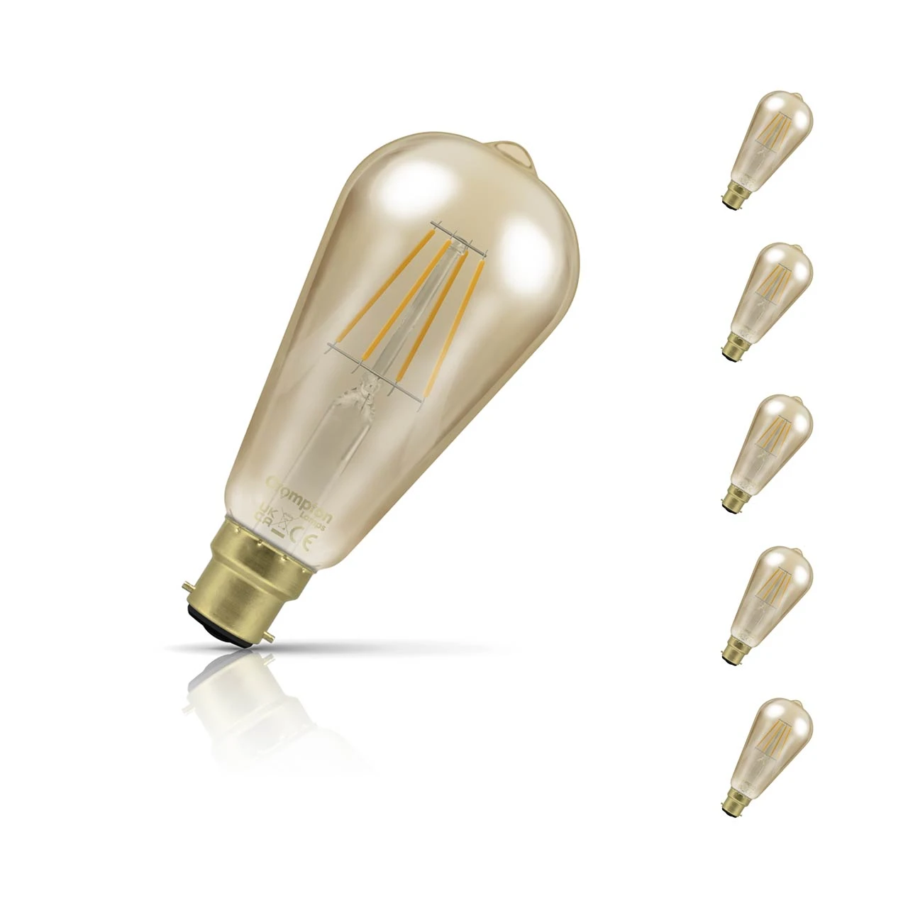 Crompton Lamps 5-Pack Crompton ST64 LED Squirrel Cage Light Bulbs B22 4.5W (35W Eqv) Dim Extra Warm White Antique Filament Bayonet Vintage Edison