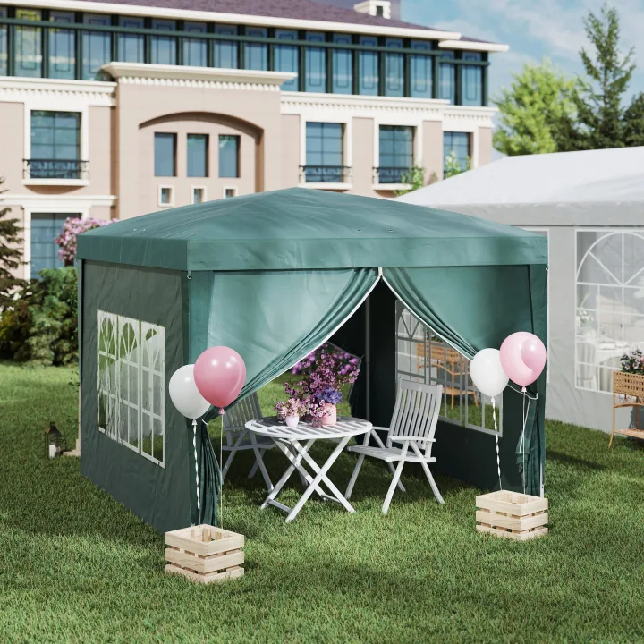 3 x 3m Pop Up Gazebo, Wedding Party Canopy Tent Marquee with Carry Bag and Windows