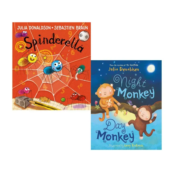 Spinderella And Night Monkey Day Monkey by Julia Donaldson - 2 Books Collection Set - Ages 3-6 - Paperback