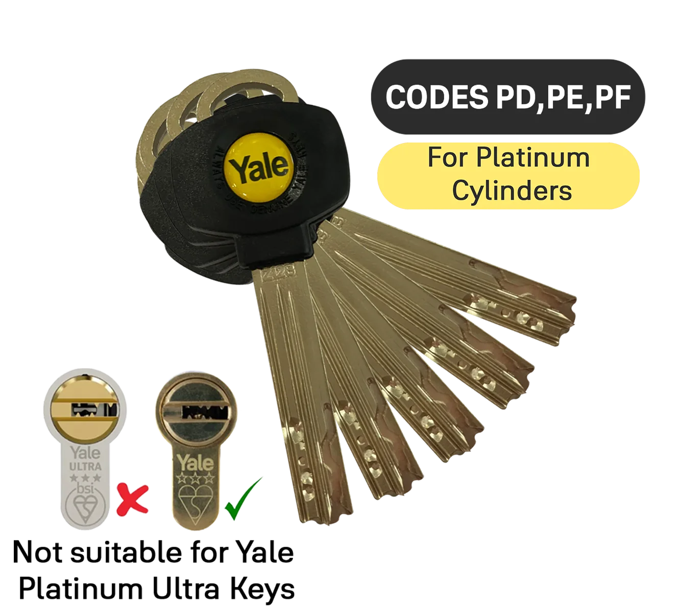 Yale Platinum 3 Star 10 pin Family Pack of 5 Keys