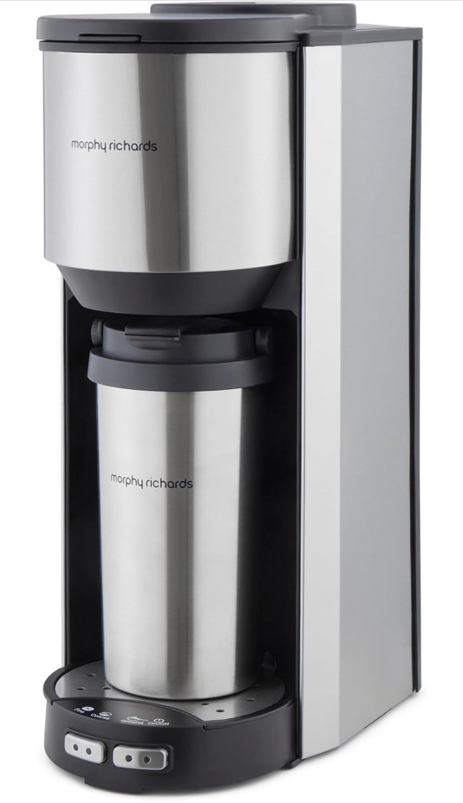 Morphy Richards Tazza Pour & Go 900W single cup coffee machine and travel mug UK