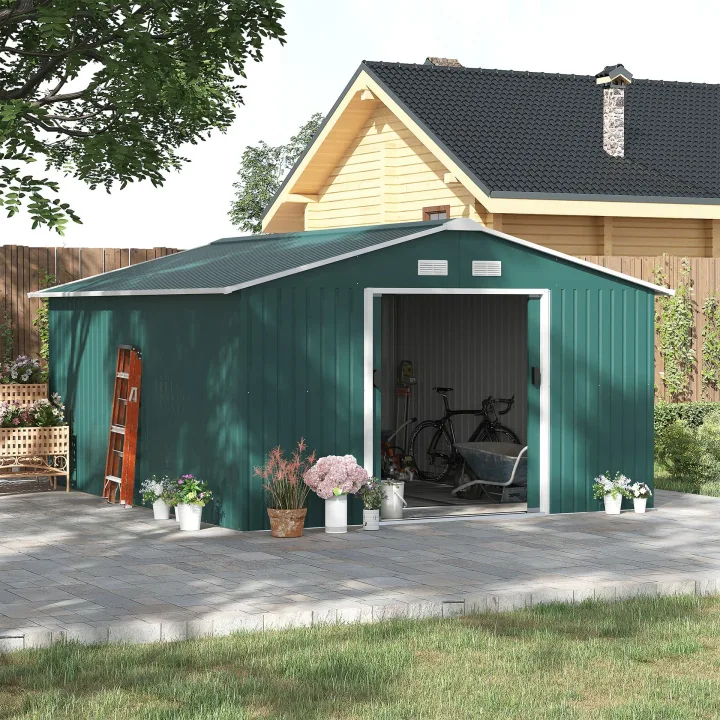 12.5 x 11.1ft Steel Sliding Door Storage Shed
