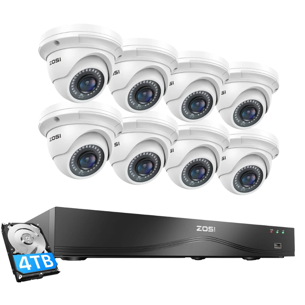 Zosi Official Store C429 5MP PoE Security Camera System + 4K 16 Channel PoE NVR with 4TB Hard Drive, 8