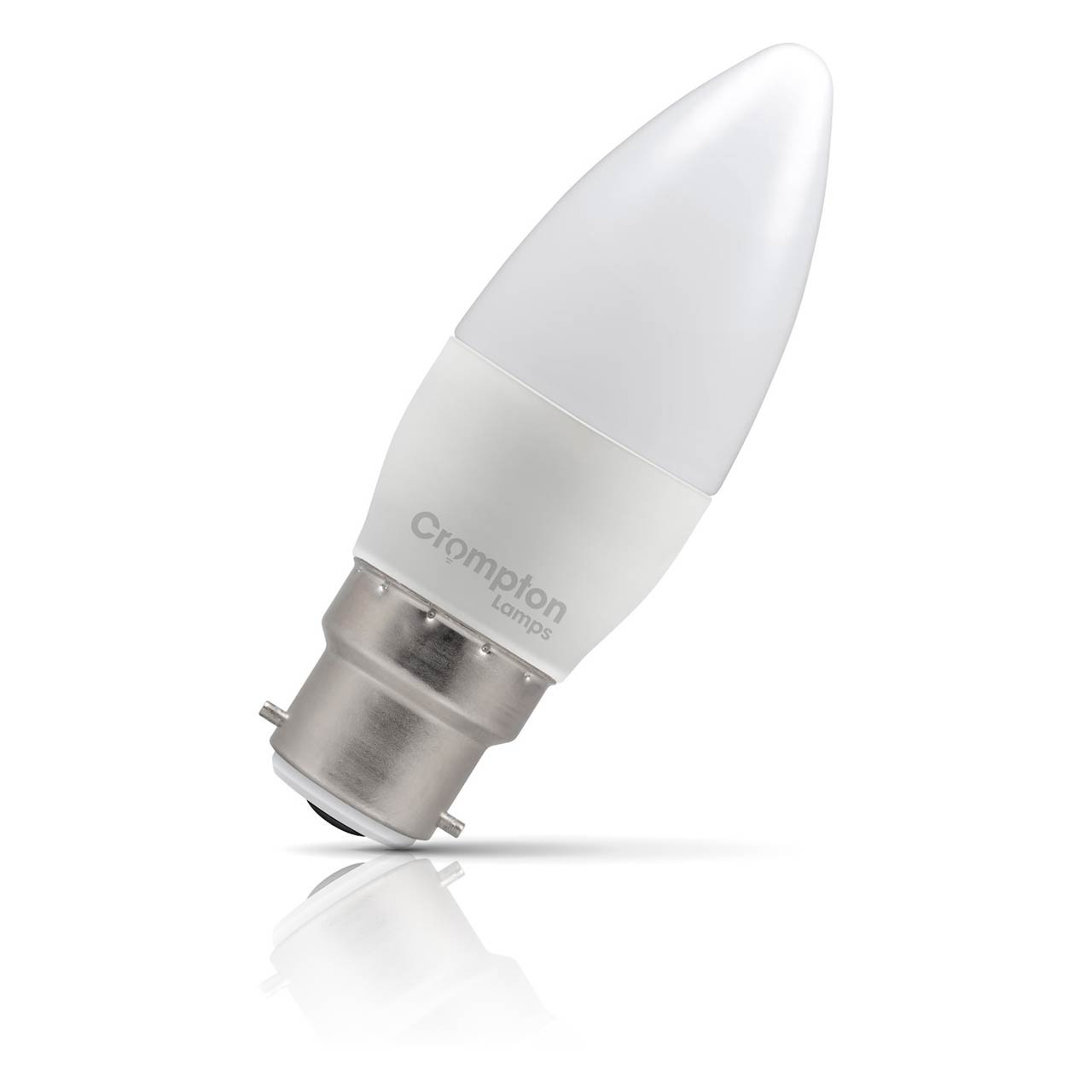 Crompton Lamps Crompton Candle LED Light Bulb B22 4.2W (40W Eqv) Cool White Opal Bayonet Thermal Plastic Frosted