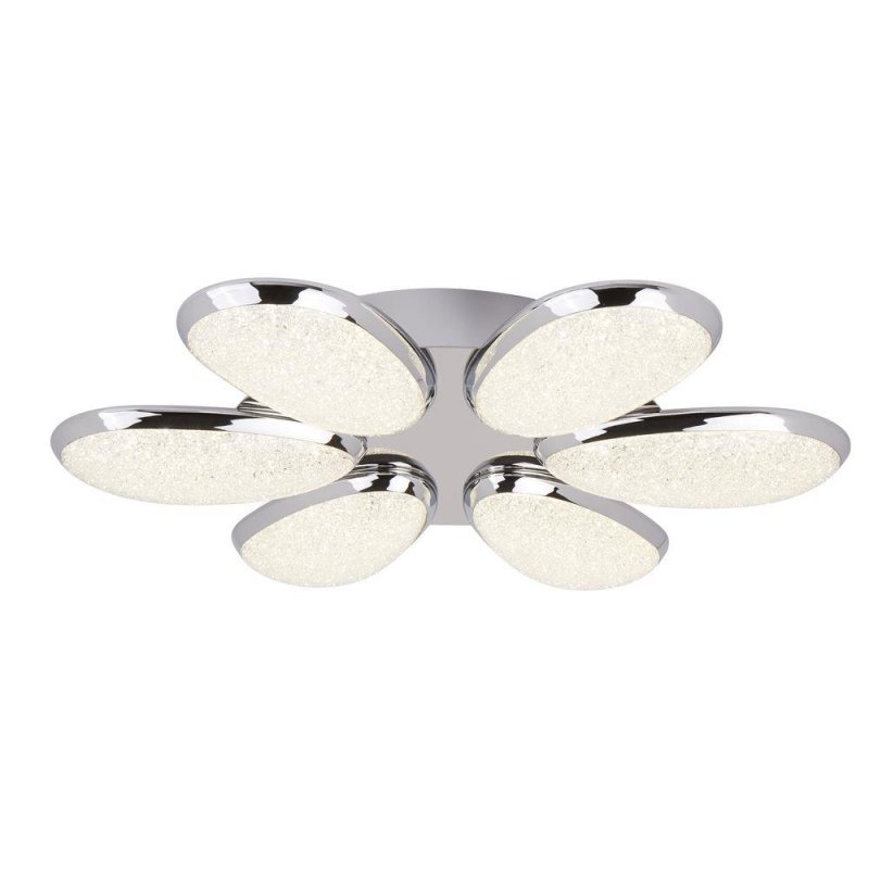 Searchlight Lighting Searchlight 6216-6CC Lori Six Light Semi Flush LED Ceiling Light In Chrome With Crushed Ice Effect