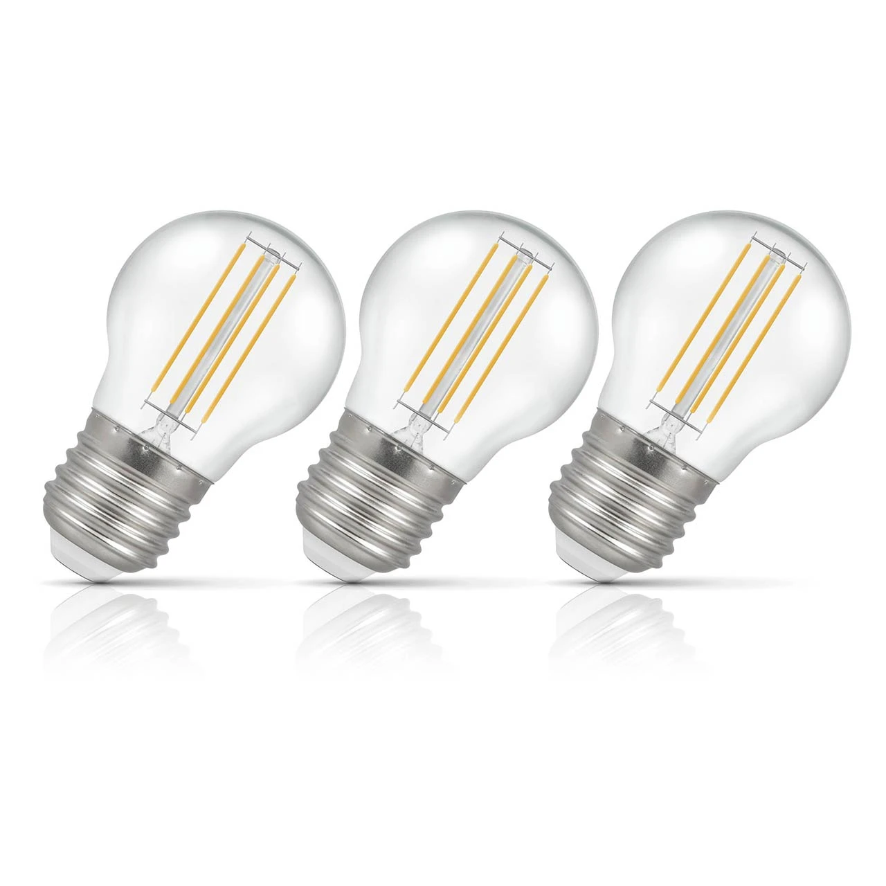 Crompton Lamps 3-Pack Crompton Golfball LED Light Bulbs E27 4.2W (40W Eqv) Dim Warm White Clear Filament Round Screw