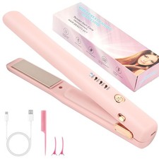 Cordless Hair Straightener & Curler 2-in-1 - Portable USB Rechargeable Flat Iron