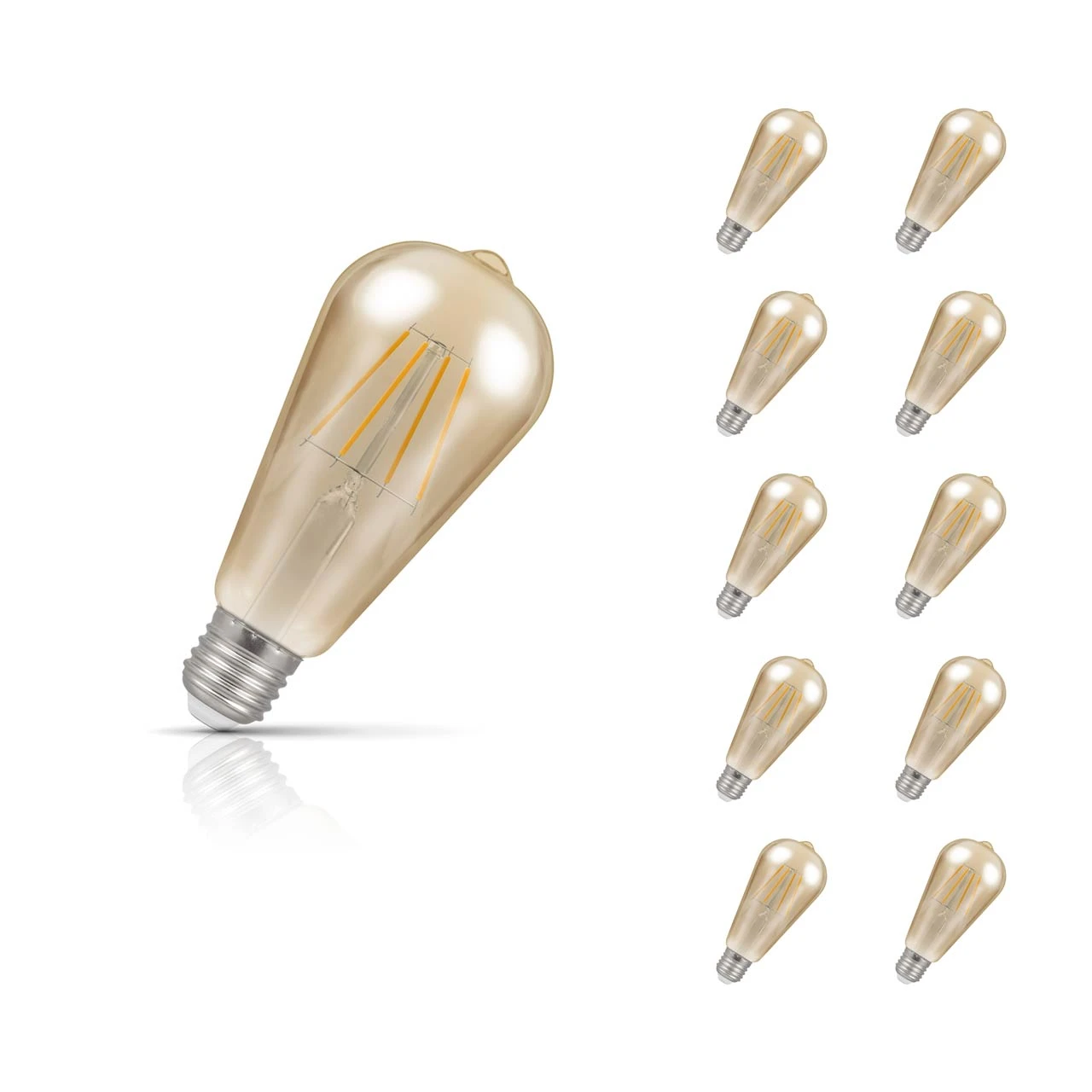 Crompton Lamps 10-Pack Crompton ST64 LED Squirrel Cage Light Bulbs E27 7W (50W Eqv) Dim Extra Warm White Antique Filament Screw Vintage Edison
