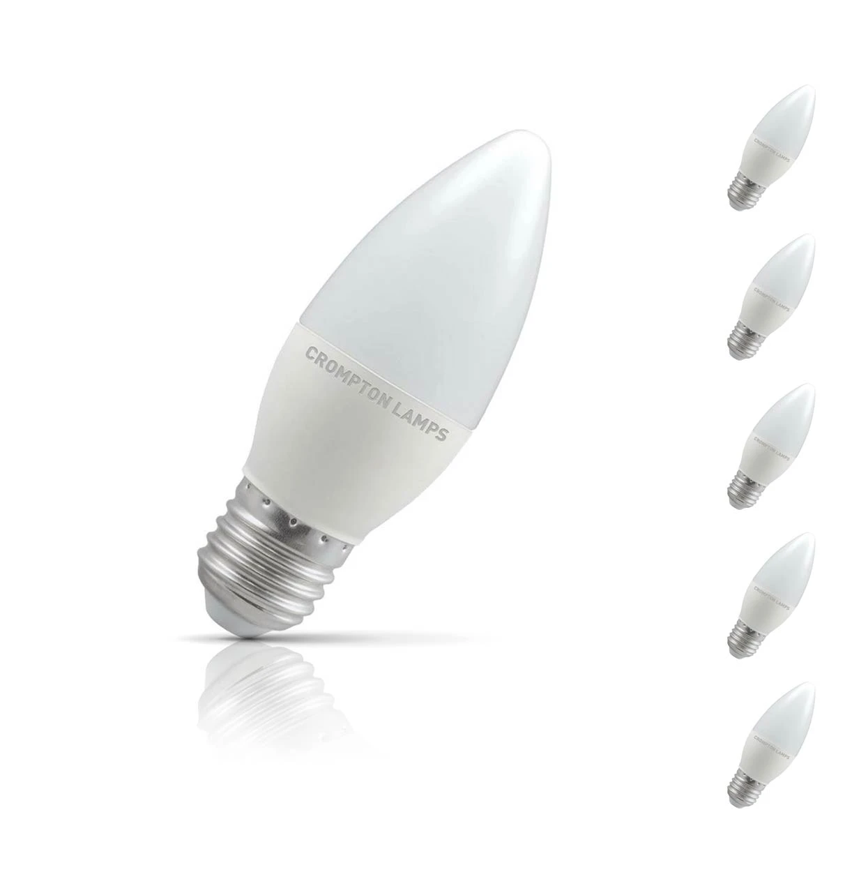 Crompton Lamps 5-Pack Crompton Candle LED Light Bulbs E27 4.9W (40W Eqv) Daylight Opal Screw Frosted