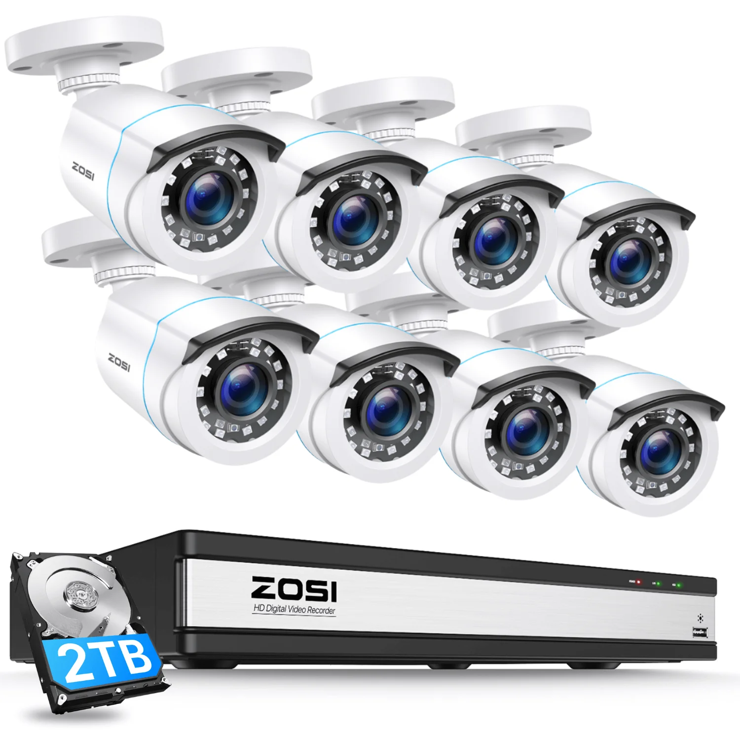C106 1080P HD-TVI Security Camera System + 16 Channel DVR with 2TB/4TB Hard Drive