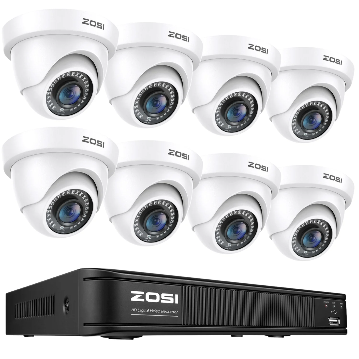 Zosi Official Store C419 1080P 8CH CCTV Security Camera System + Optional Hard Drive, 8 / No Hard Drive / White
