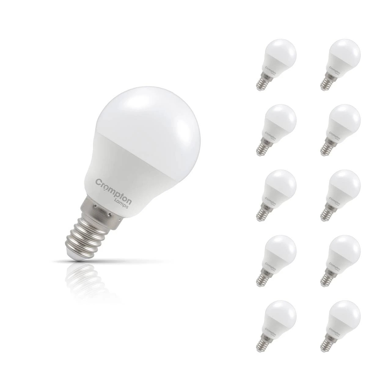 Crompton Lamps 10-Pack Crompton Golfball LED Light Bulbs E14 4.2W (40W Eqv) Warm White Opal Round Small Screw Frosted