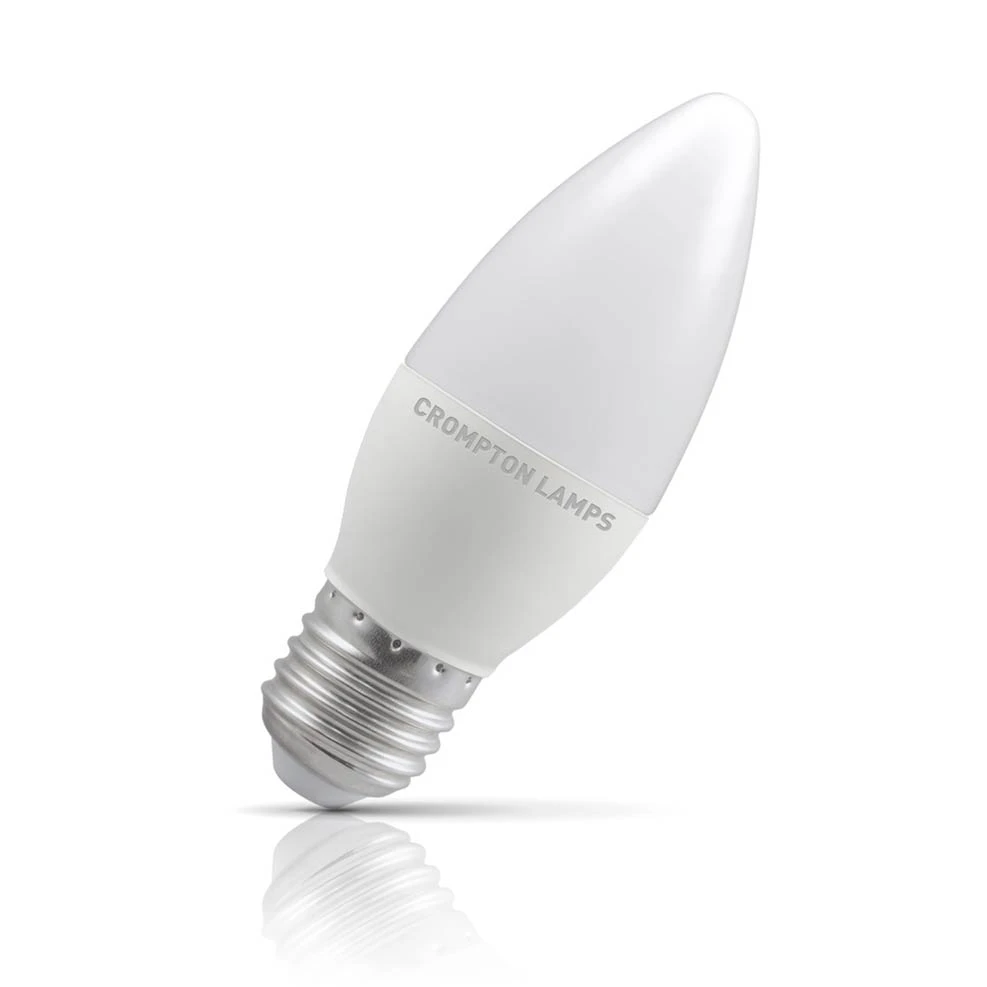 Crompton Lamps Crompton Candle LED Light Bulb E27 4.9W (40W Eqv) Daylight Opal Screw Thermal Plastic Frosted