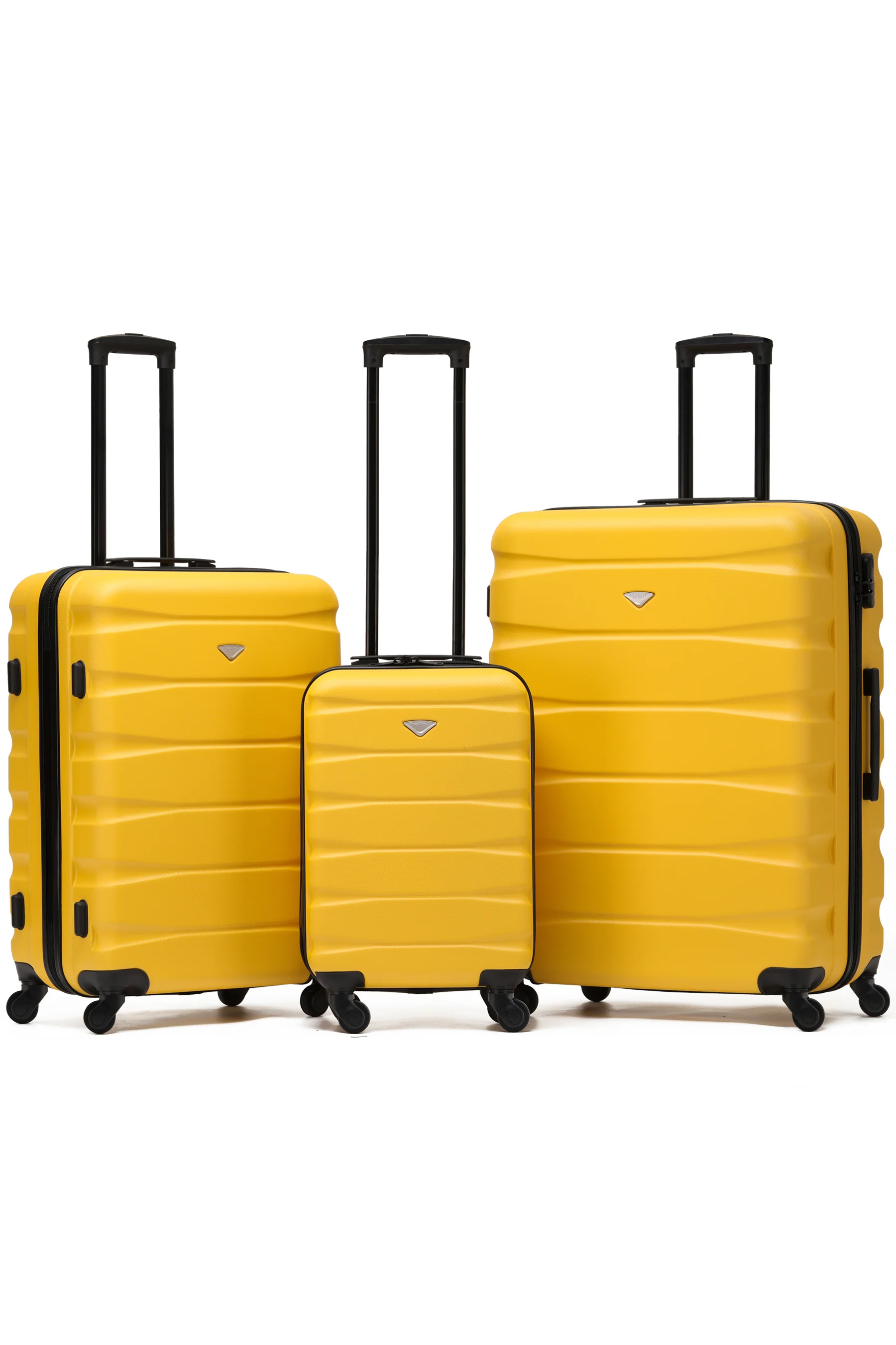 SAFIR 3-Piece Suitcase Set (55x35x20cm + Medium + Large) - Yellow / Black / Set of 3