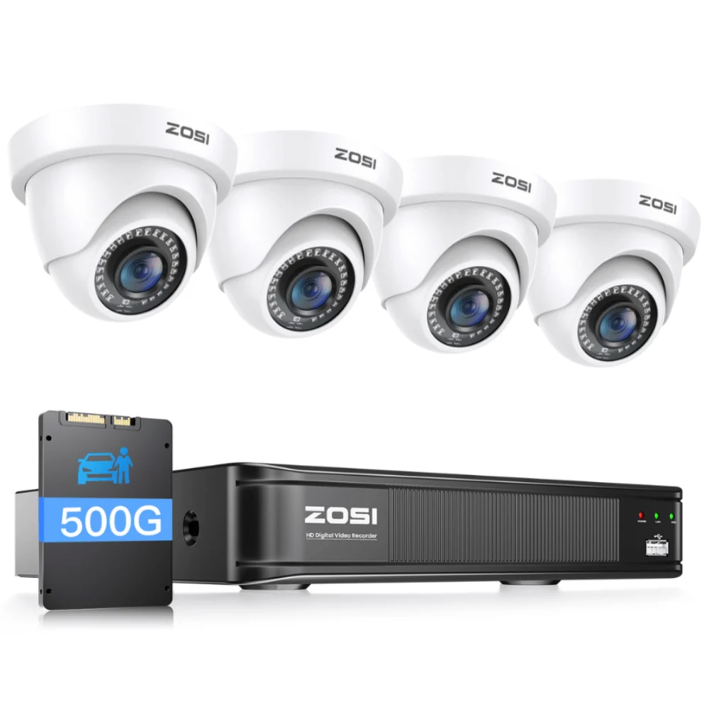 Zosi Official Store C419 1080P 8CH CCTV Security Camera System + Optional Hard Drive, 4 / 500GB SSD / Black