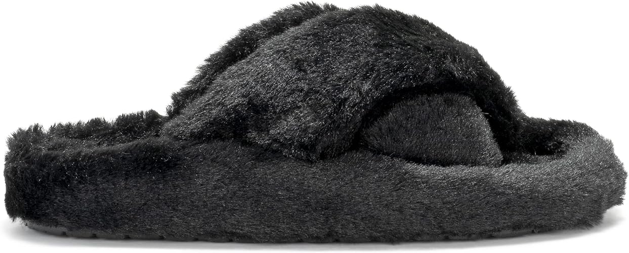 SIENNA: Women's Faux Fur Slider Slippers - Light Grey / UK 8 / EU 41