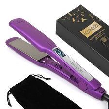 KIPOZI Hair Straightener Titanium Wide Plate Flat Salon Hair Styler LCD Display