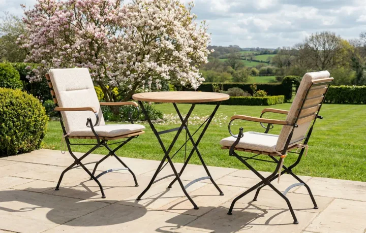 Sicily 2 Seater Teak and Wrought Iron Round 70cm Garden Dining Set