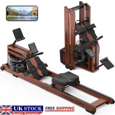 YOSUDA Foldable Wood Rowing Machine for Home Gym Water Resistance with 180kg
