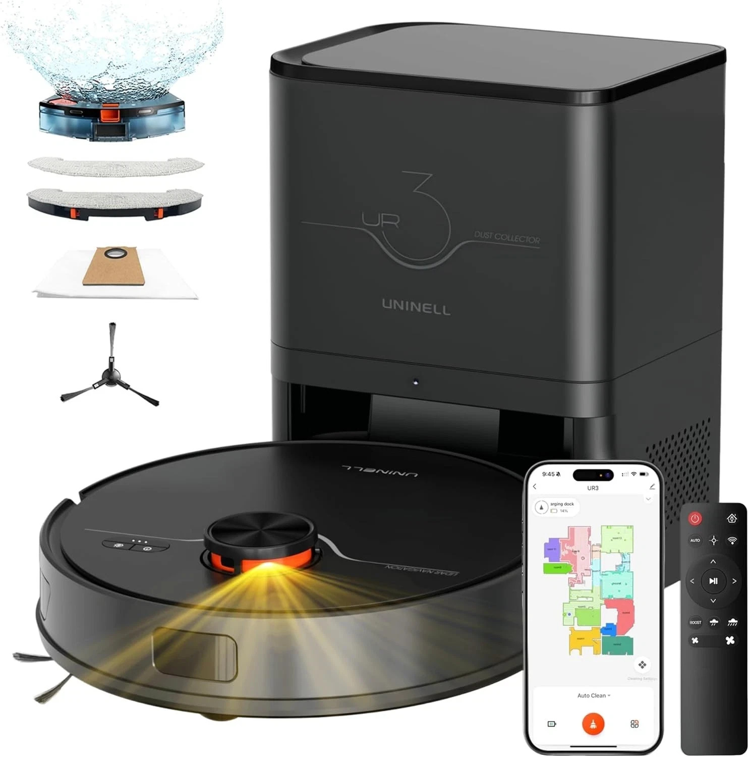 UR3 Robot Vacuum Cleaner 7000Pa LiDAR Self Empty Mop App Pet Hair UK