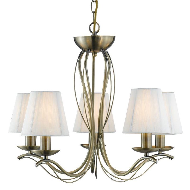 Searchlight Lighting Searchlight 9825-5AB Andretti Antique Brass 5 Light Pendant Ceiling Light