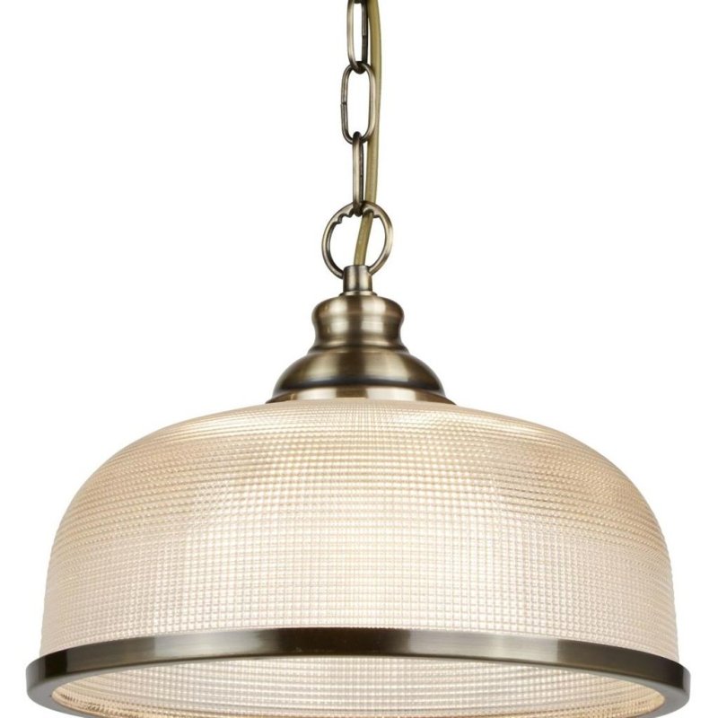 Searchlight Lighting Searchlight 1682AB Bistro II One Light Ceiling Pendant Light In Antique Brass With Glass Shades