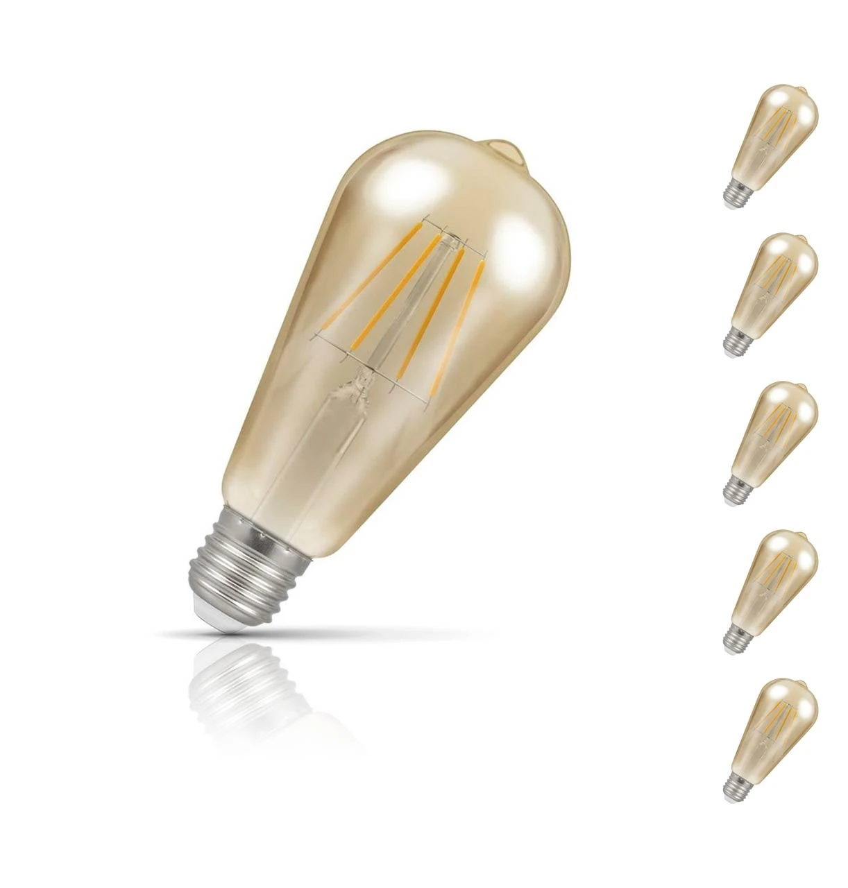 Crompton Lamps 5-Pack Crompton ST64 LED Squirrel Cage Light Bulbs B22 7W (50W Eqv) Dim Extra Warm White Antique Filament Bayonet Vintage Edison