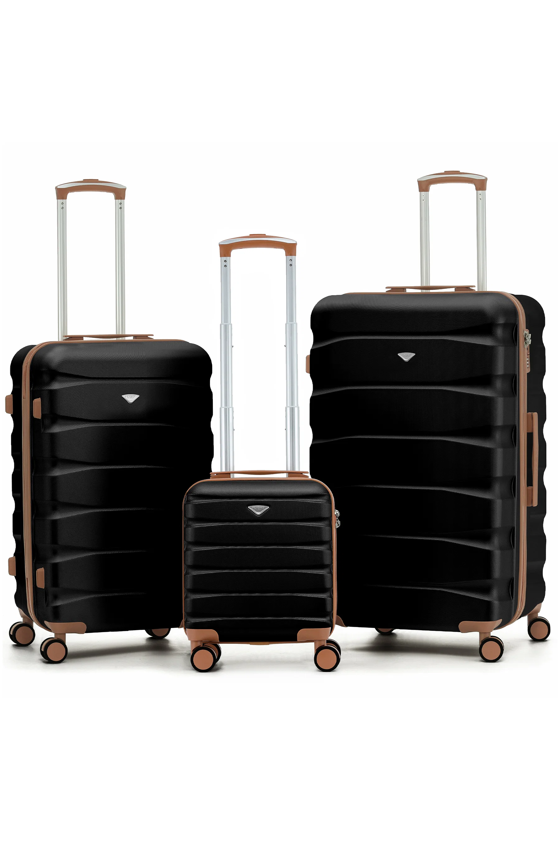 SAFIR TRUNK 3-Piece Suitcase Set (40x30x20cm + Medium + Large) - Black / Rose / Set of 3