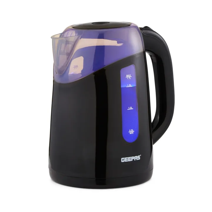 Geepas | For you. For life. 1.7L LED Illuminated Black Plastic Electric Kettle
