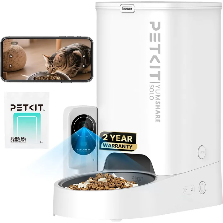 PETKIT-UK PETKIT Automatic Cat Feeder with Camera, 1080P HD Video with Night Vision, 2-Way Audio, 3L Auto Cat Feeder with Battery-Backup, Low Food & Blockage Se