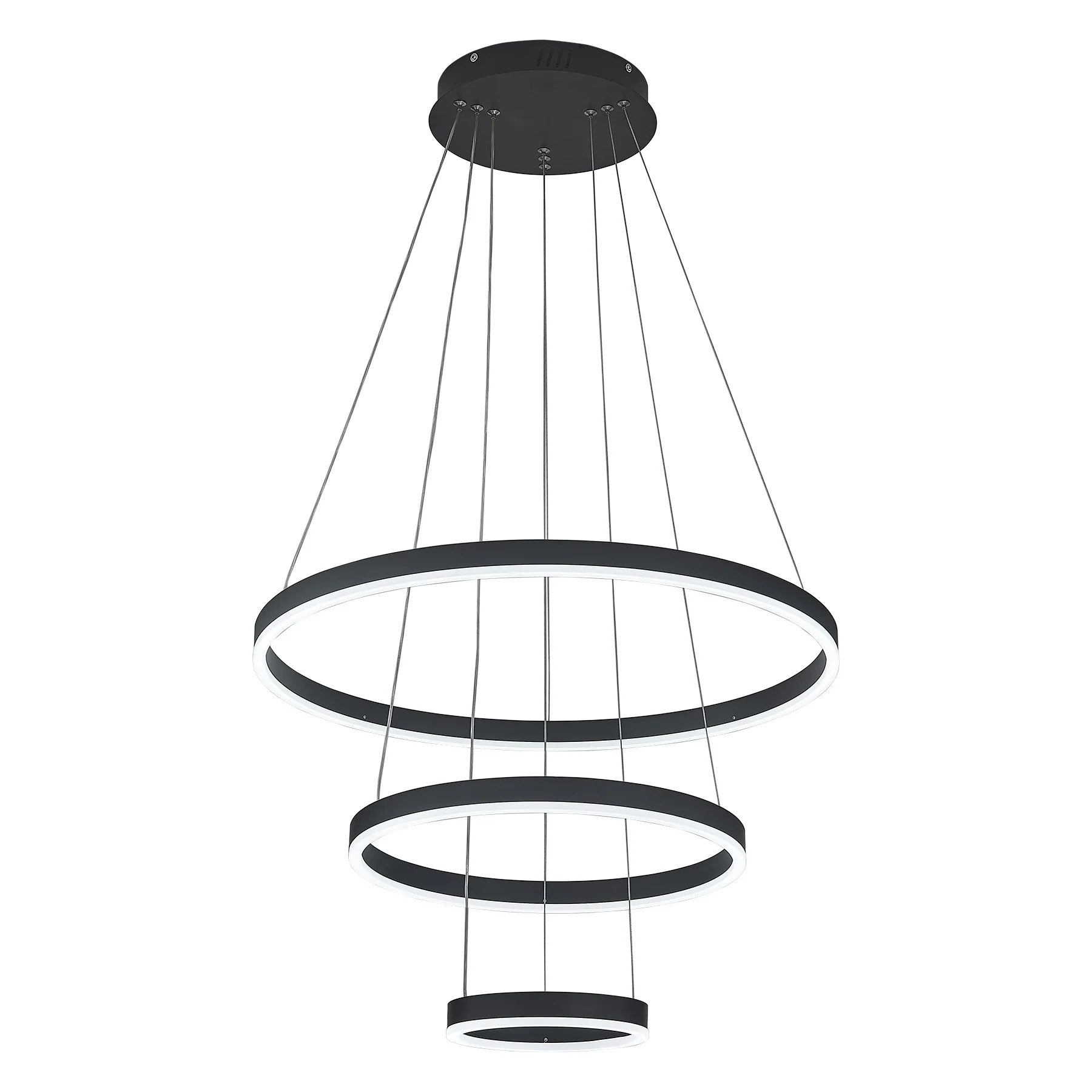 Garden Sanctuary Modern 3 Ring Aluminum Round Hanging LED Pendant Light
