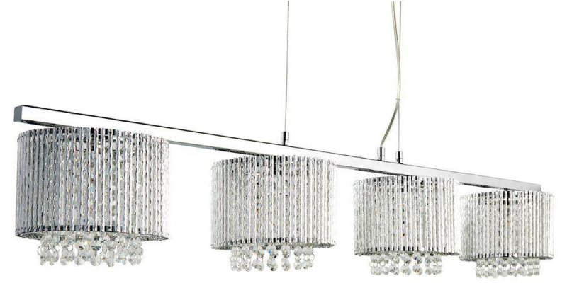 Searchlight Lighting Searchlight 7094-4CC Elise Four Light Bar Pendant Ceiling Light In Chrome With Crystal Drop Shades