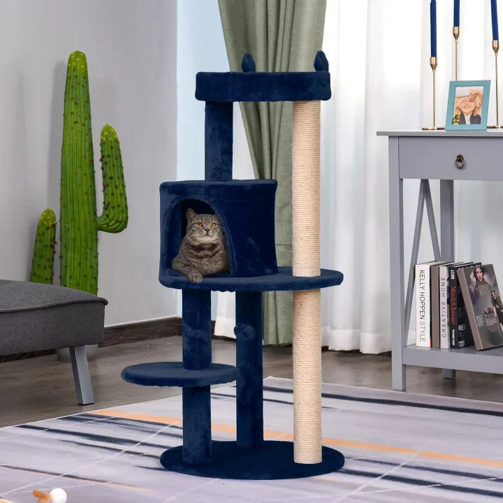 104 cm Cat Tree, Cat Condo Tree Tower, Cat Activity Centre with Scratching Posts, Plush Perches, Hanging Ball