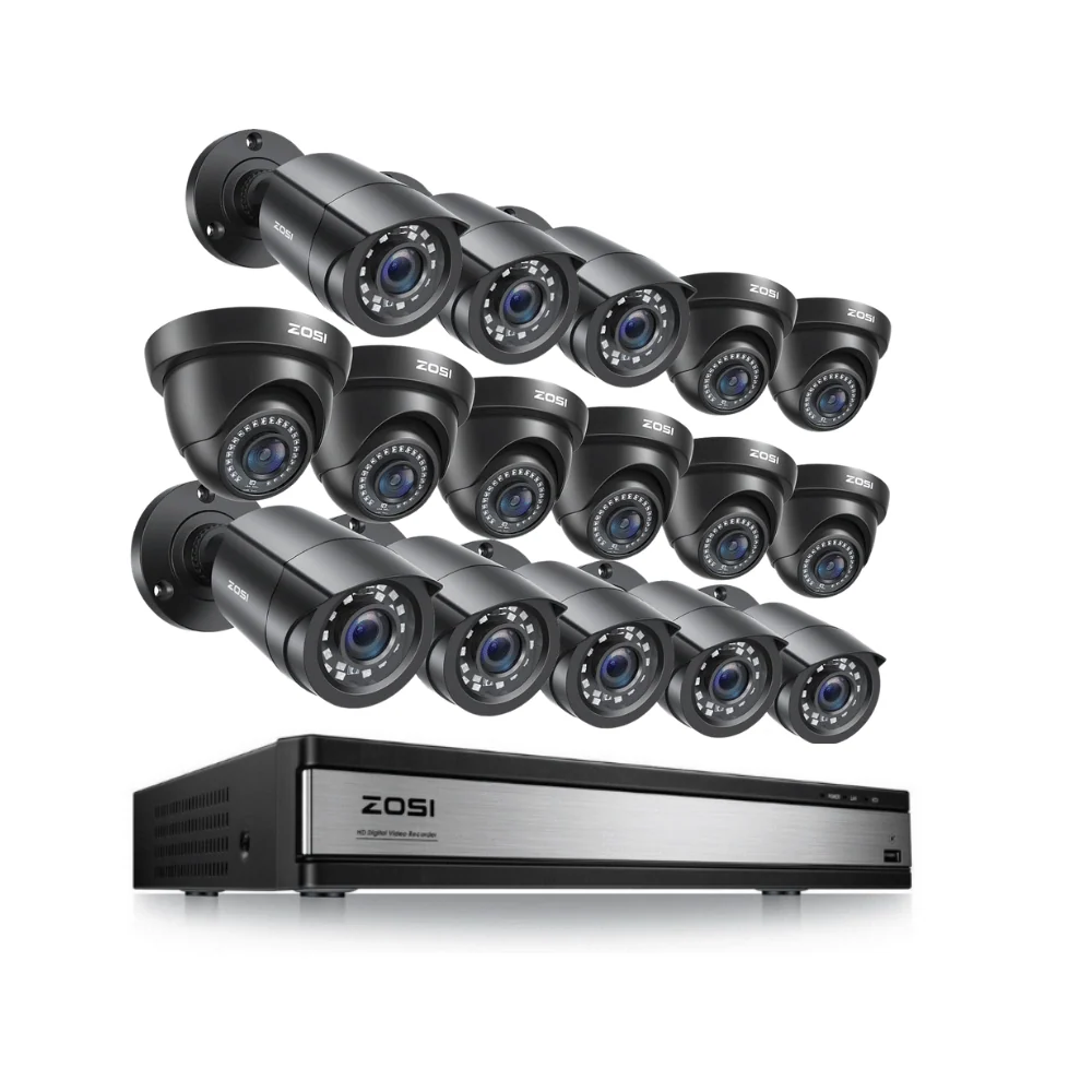 ZOSI UK Store [DIY Bundle]16 Channel CCTV System + Up to 16 Dome/Bulle Cameras + 2TB/4TB, 4TB / 8*Dome+8*Bullet