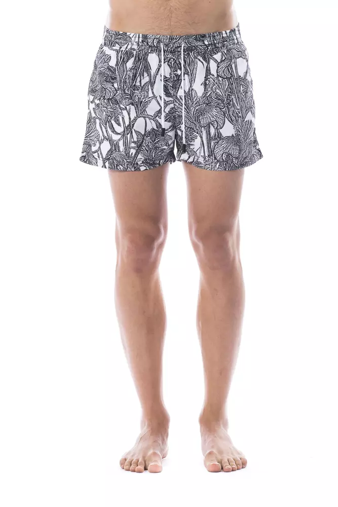 Black Polyester Men Swimwear Bicolor Clothing
