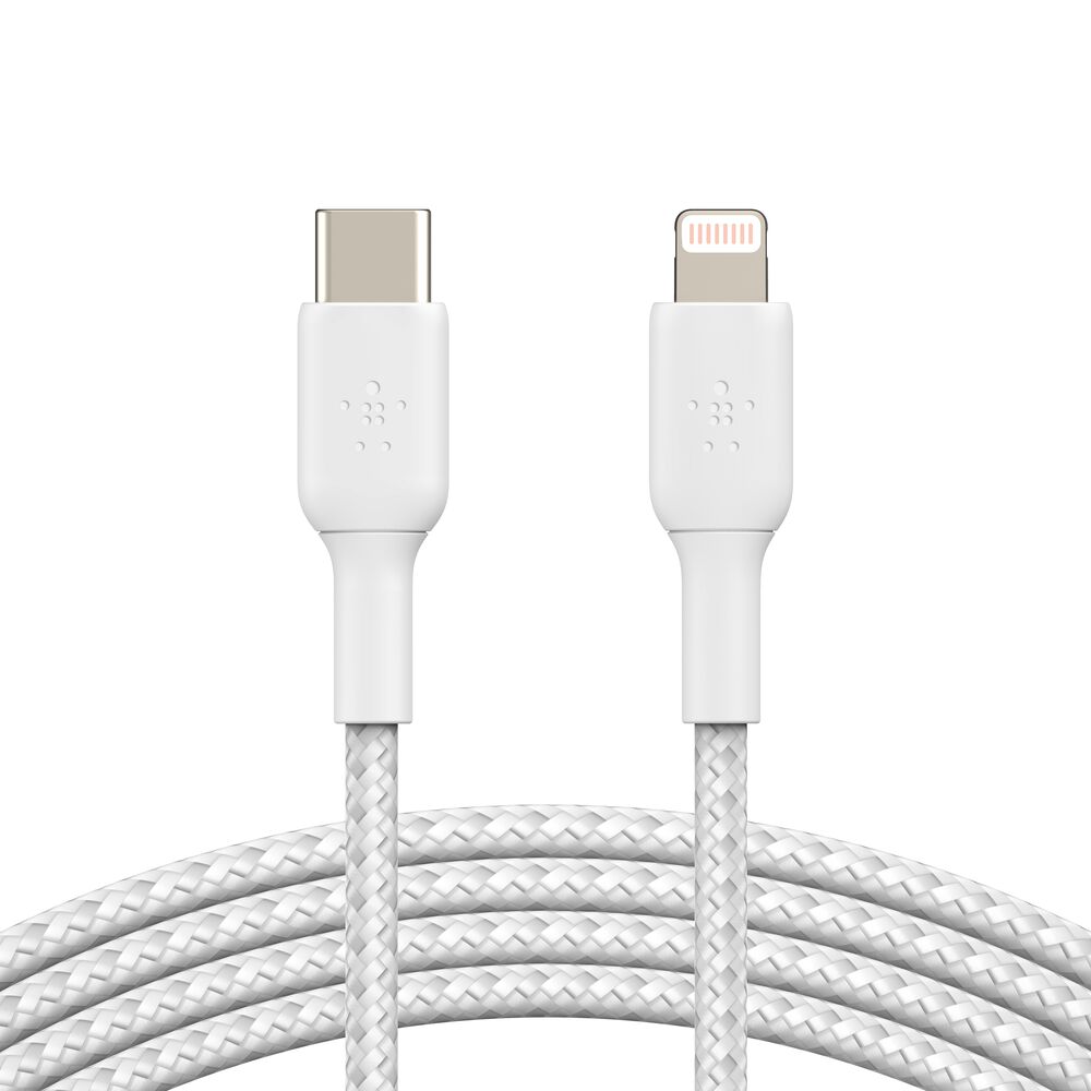 Belkin BoostCharge Braided USB-C to Lightning Cable (1m / 3.3ft, White)
