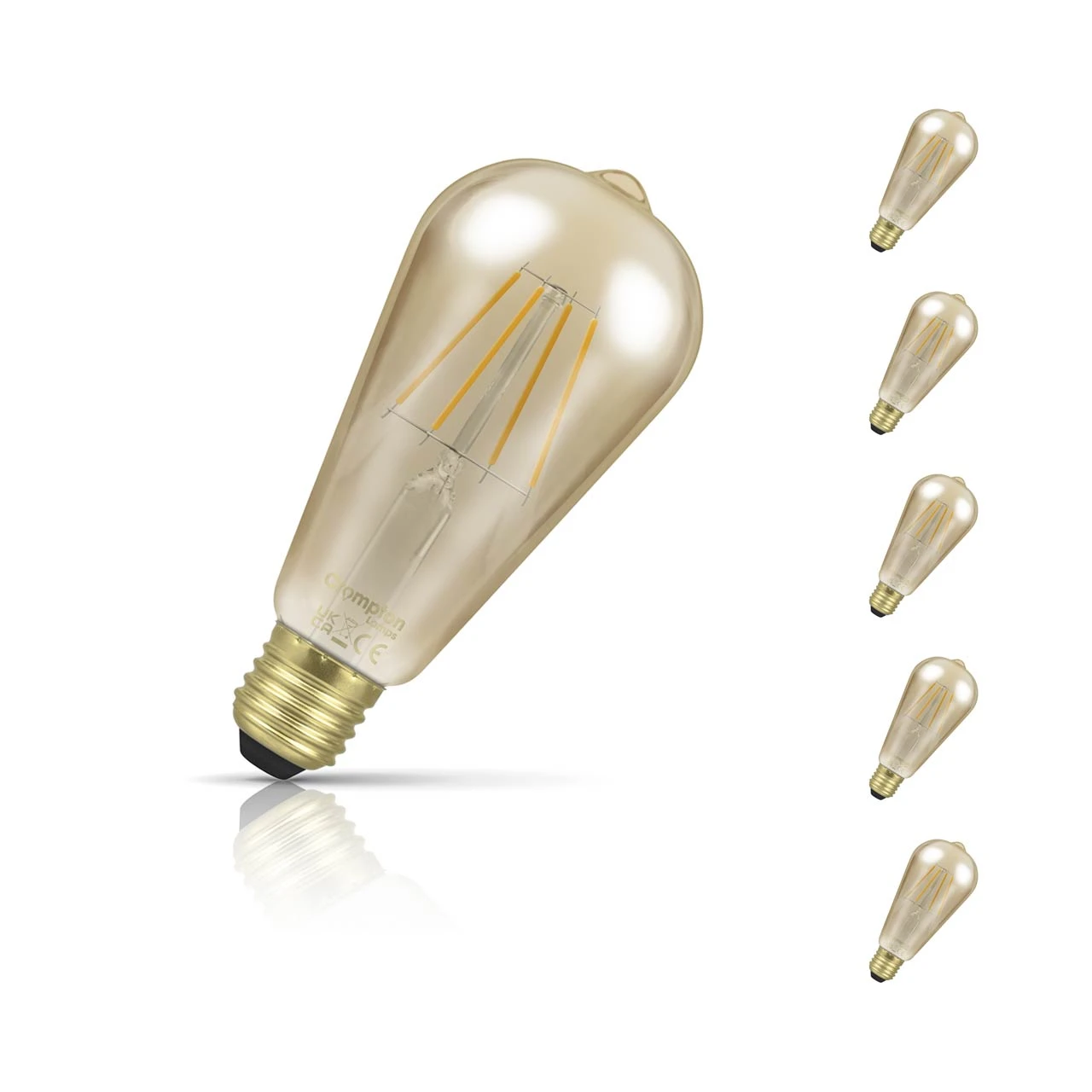 Crompton Lamps 5-Pack Crompton ST64 LED Squirrel Cage Light Bulbs E27 4.5W (35W Eqv) Dim Extra Warm White Antique Filament Screw Vintage Edison