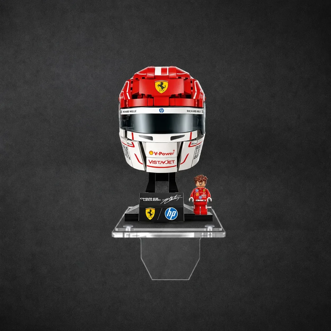Wall Display Stand for LEGO® Scuderia Ferrari HP Lewis Hamilton Helmet/Charles Leclerc Helmet 43022/43014