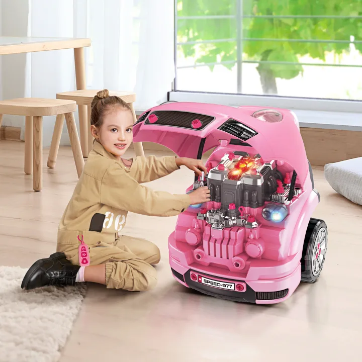 Kids Truck Engine Toy Set, with Horn, Light, Car Key, for Ages 3-5 Years