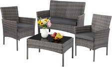 4 Seater Rattan Garden Furniture Set Sofa Table Chairs Wicker Outdoor Patio Set