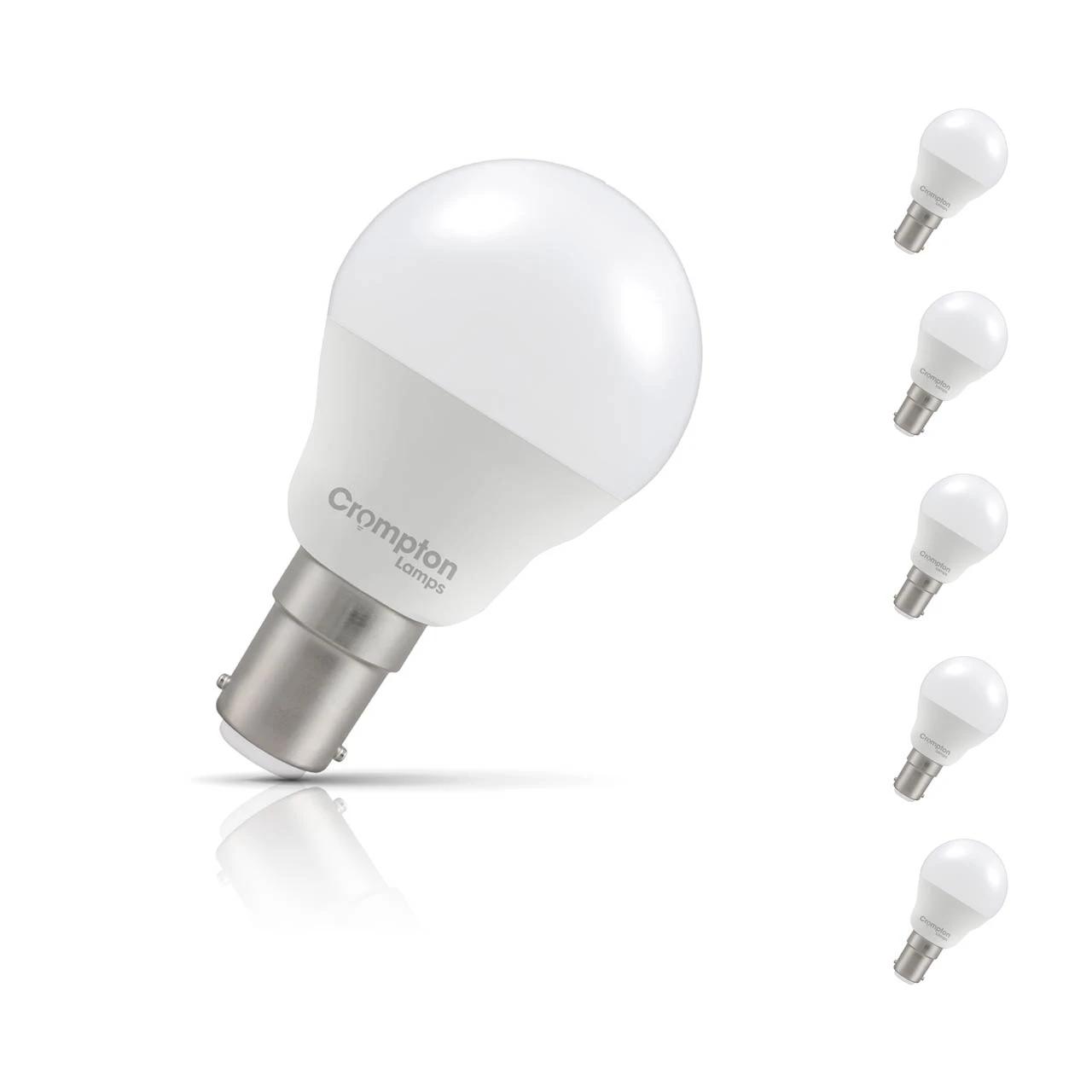 Crompton Lamps 5-Pack Crompton Golfball LED Light Bulbs B15 4.2W (40W Eqv) Warm White Opal Round Small Bayonet Frosted