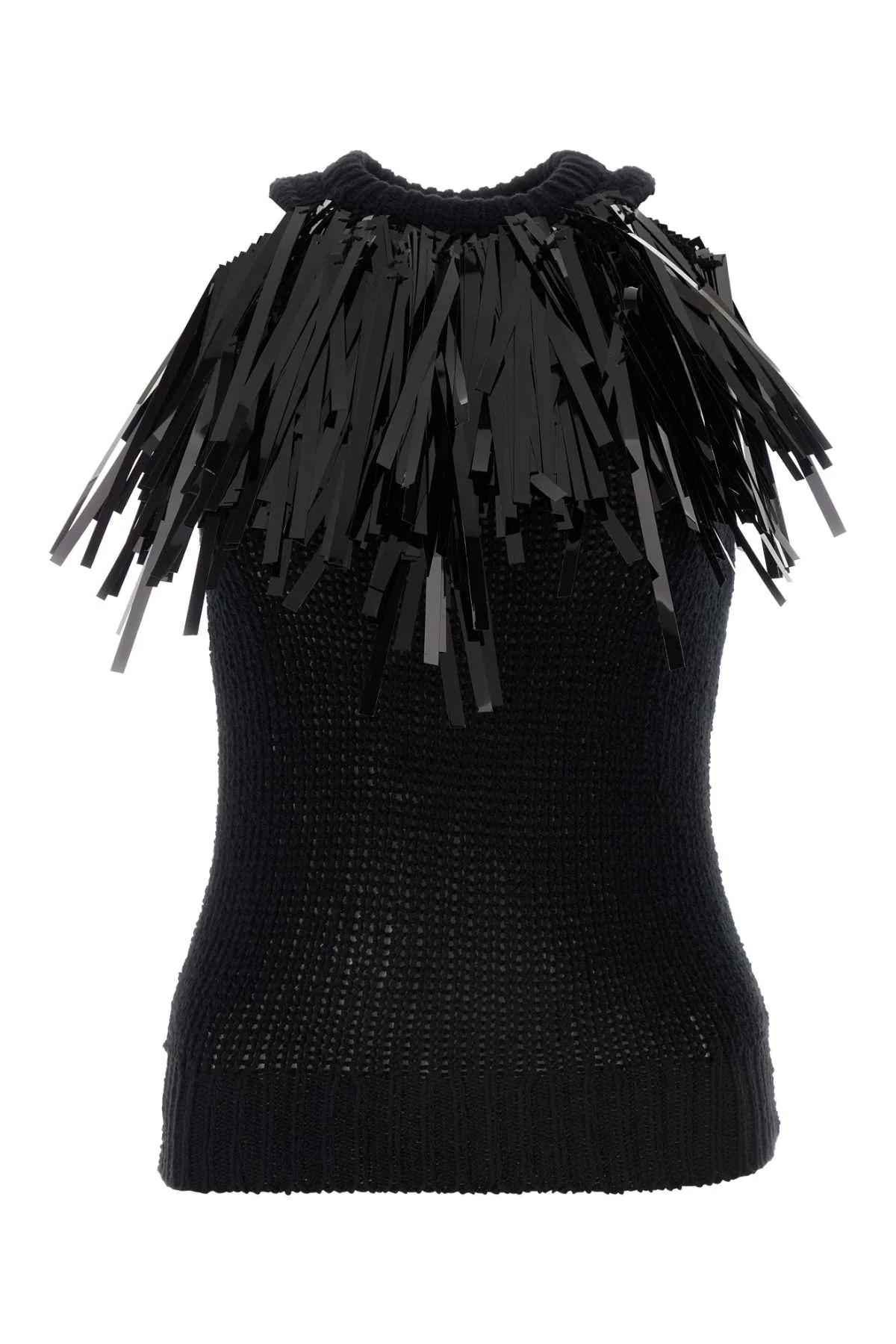 Women's High Top Black Cotton Elastane Sweater
